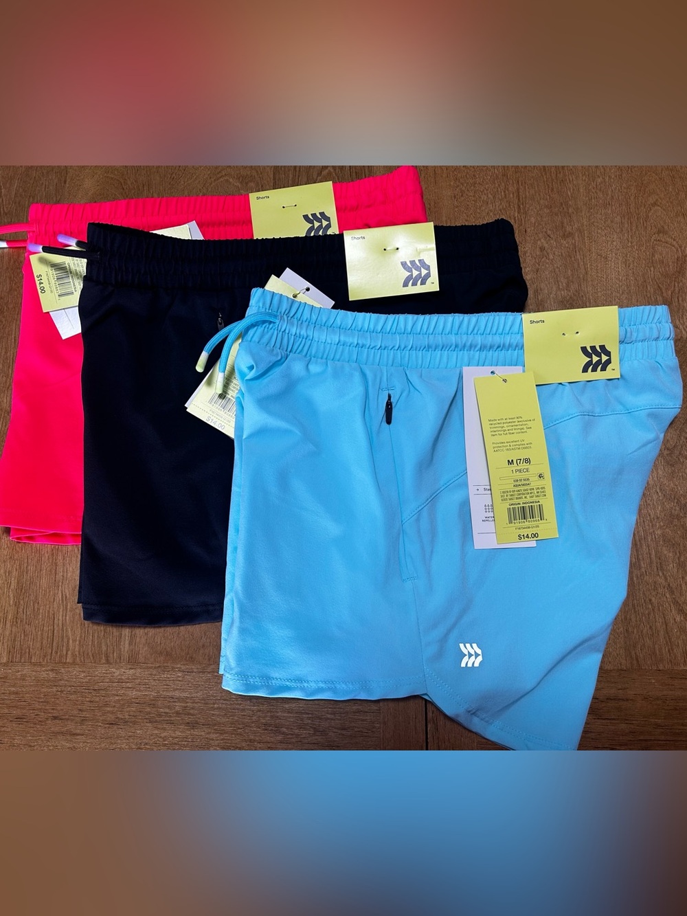 Kids Performance Drawstring Shorts - Light Blue, Black , Hotpink